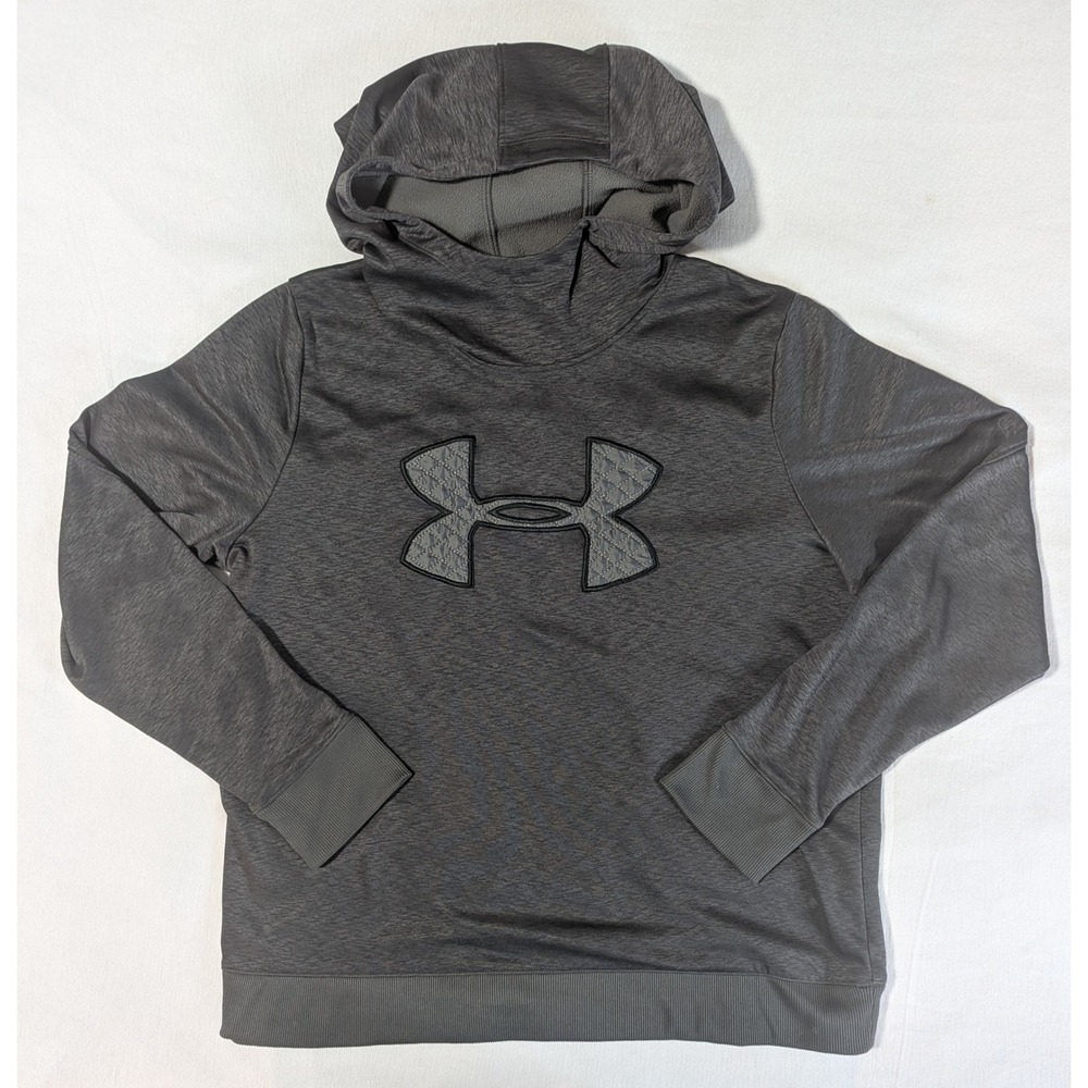 Under Armour Womens ColdGear Armour Fleece Big Logo Hoodie Dark Charcoal Gray L